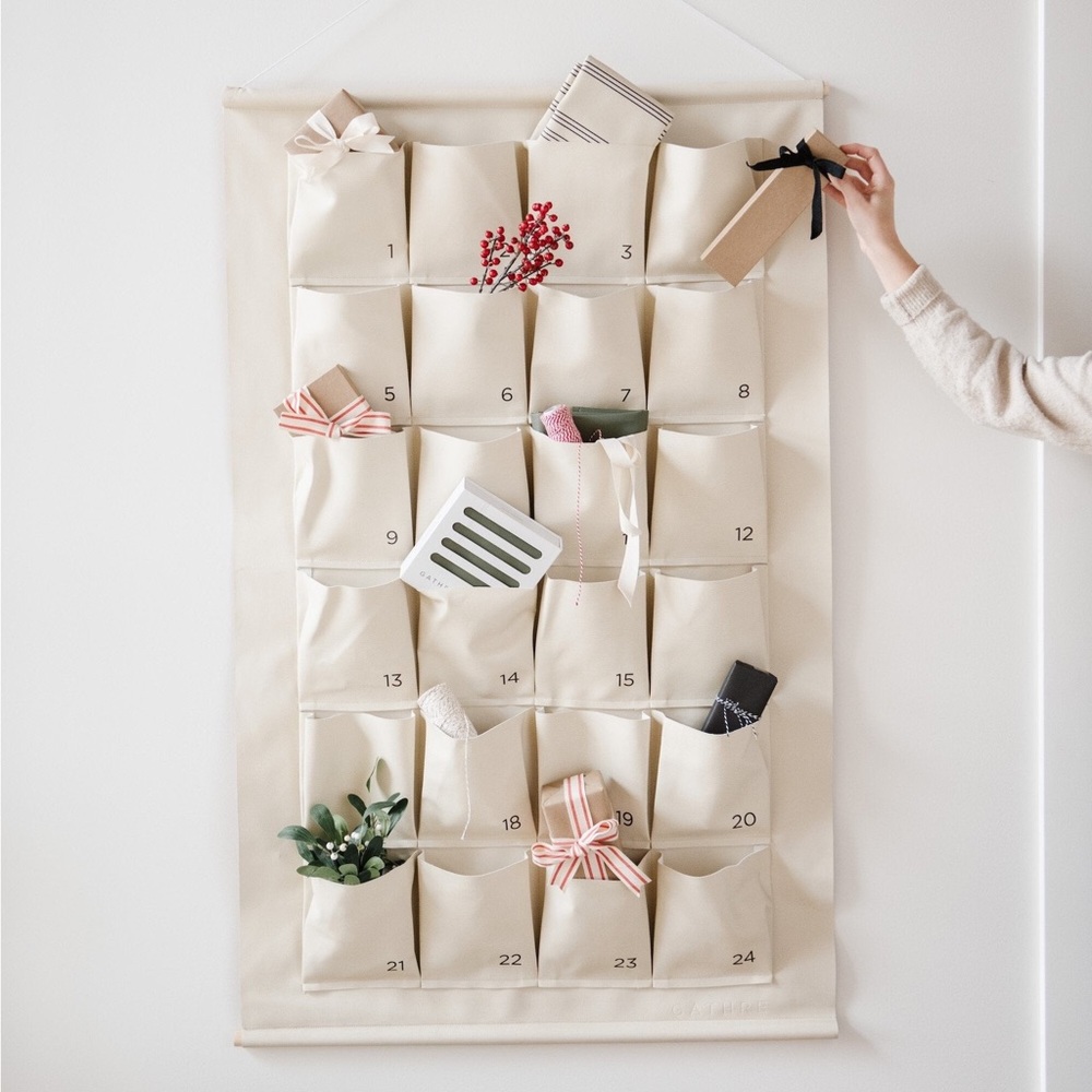 Gathre advent calendar, Christmas countdown, ivory advent calendar